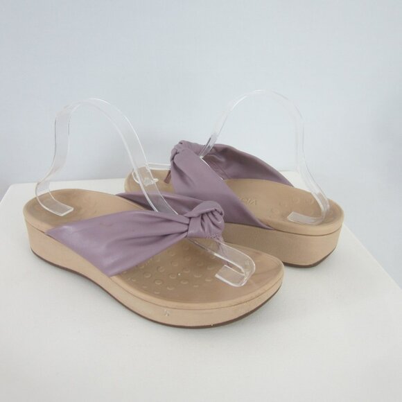Vionic Womens 8 Purple Rosalind Knotted Thong Platform Wedge Sandals EU 39 - Picture 6 of 14